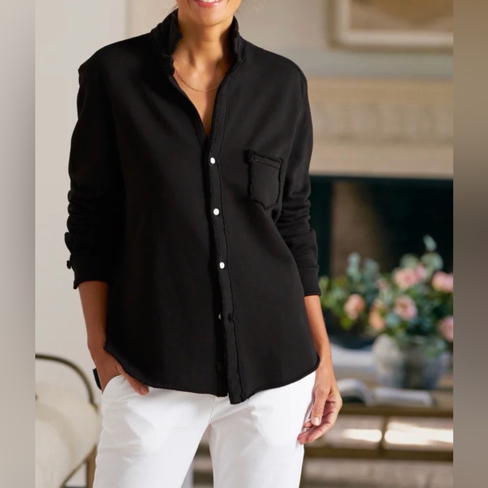 Frank & Eileen Black Button-Up Sweatshirt Shirt